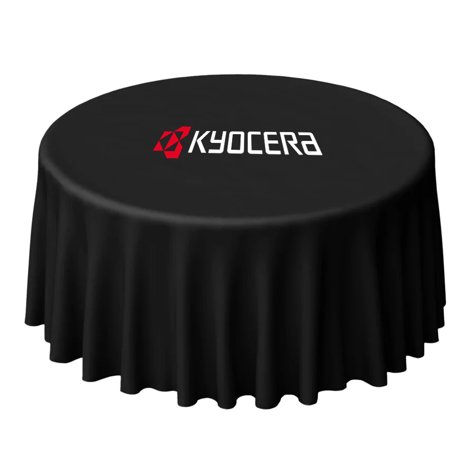 Kyocera Round Tablecloth (118" dia, high-top, black, Kyocera logo) [OSM-005]