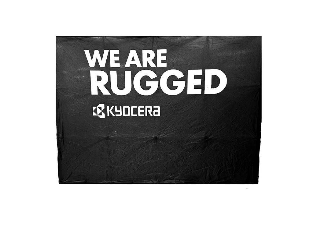 Backdrop "We Are Rugged" (10' black collapsable w/rolling case) [MKT-032]