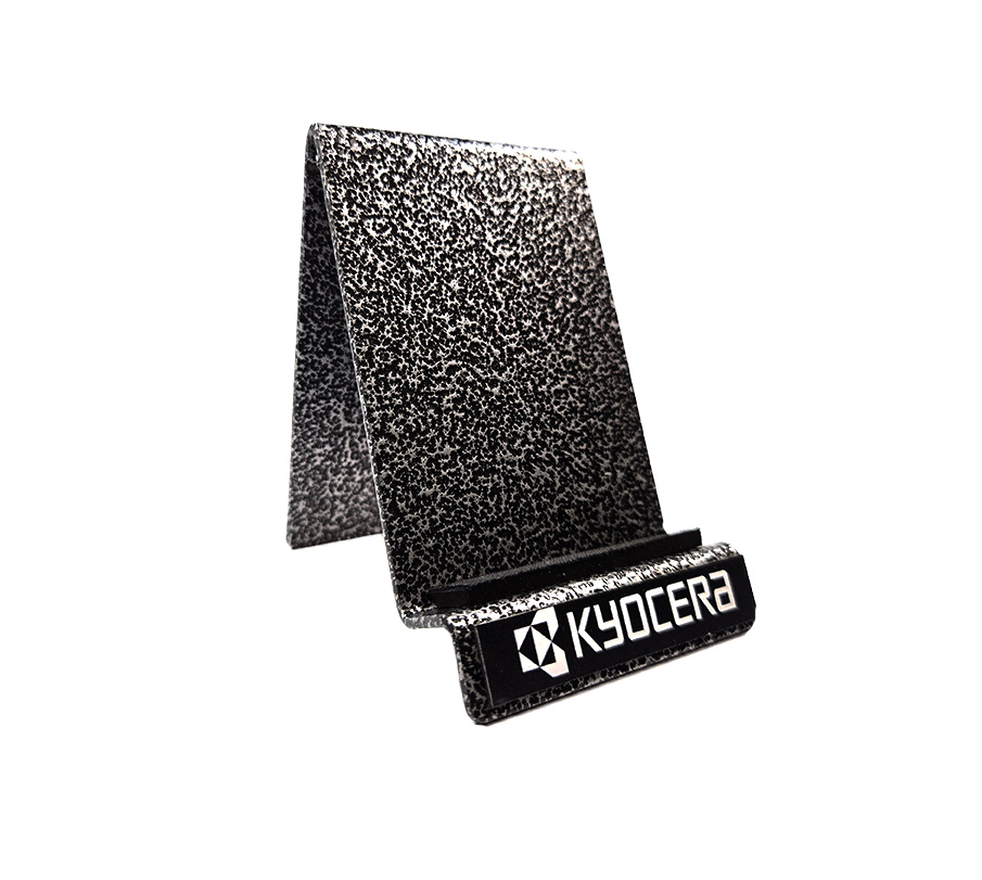 Kyocera Phone Stand (gray/black metal, with magnet white logo) [MKT-035]