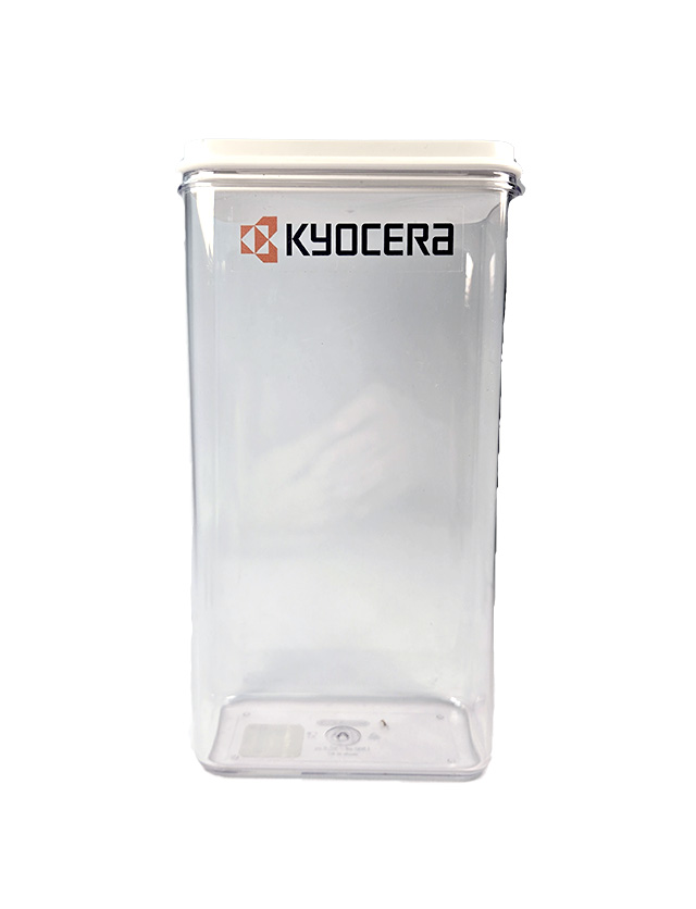 Kyocera Dunktainer (4.5" x 2.5" x 9.5" tall, clear, red/black logo) [MKT-037]